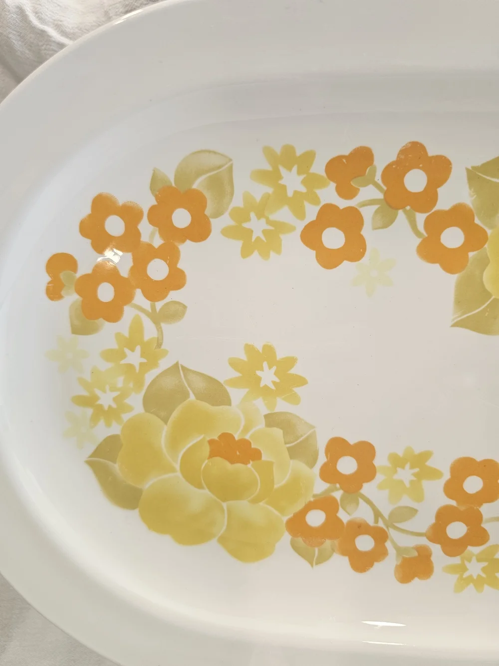 Vintage Centura by Corning Summer Hill Oval Serving Platter, 1970s Yellow Orange